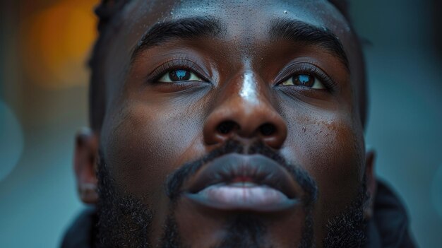 Close Up of Man With Blue Eyes