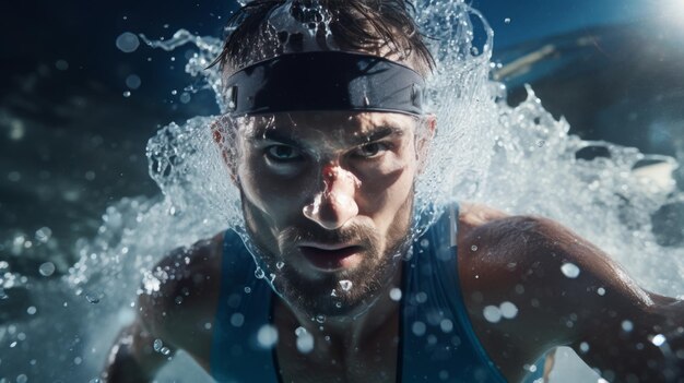 Foto un primo piano di un uomo con l'acqua sul viso