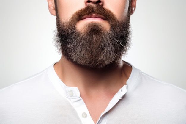 Крупный план мужчины с ухоженной бородой, генеративный ИИ