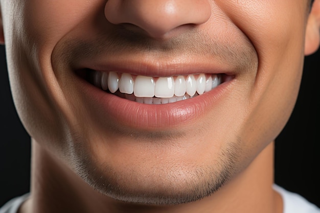 Close up of a man39s smile with perfect white teeth