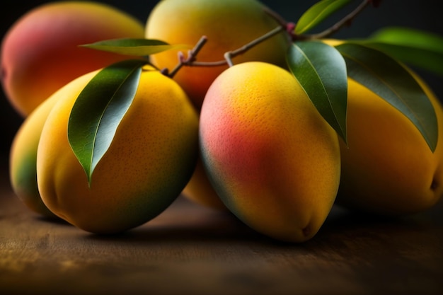 Close up Mango full frame fresh fruit background Generated AI