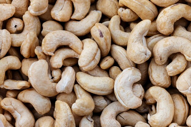 Close up many cashew nuts