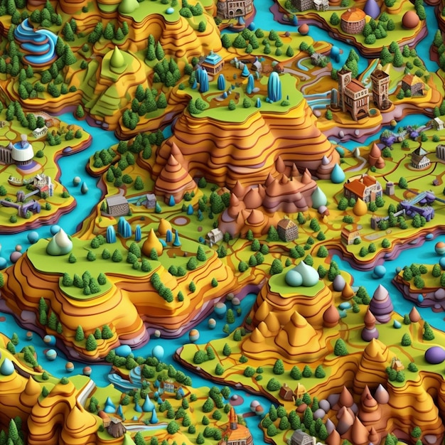 A close up of a map of a city with a river generative ai