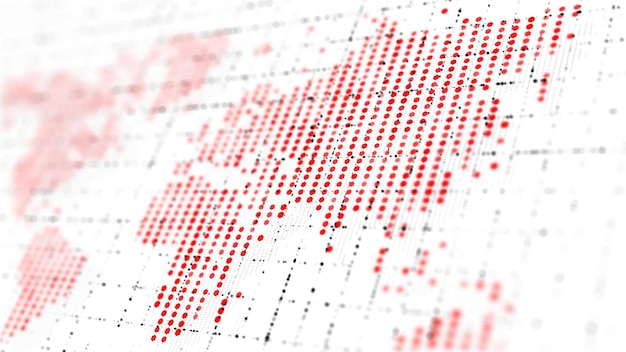 Foto un primo piano di una mappa del mondo con puntini rossi