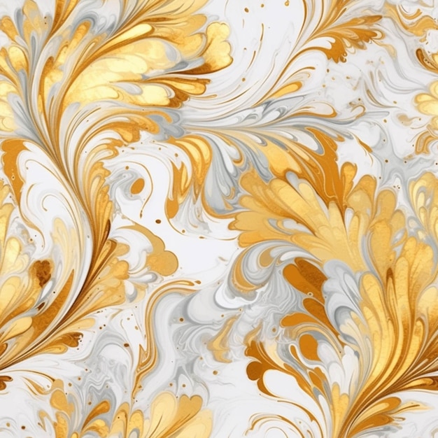 A close up of a marble pattern with gold and white swirls generative ai