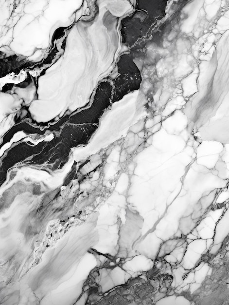 A close up of a marble surface with a black and white pattern generative ai