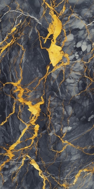 a close up of a marble surface with a yellow leaf generative ai