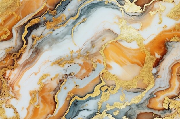 A close up of a marble with gold and white paint generative ai