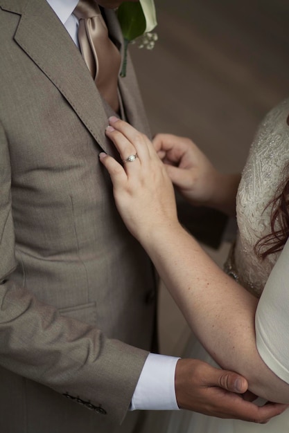 Close-up of married couple