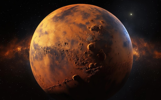 生成された高品質の科学壁紙 ai で太陽系の火星の赤い惑星をクローズ アップ