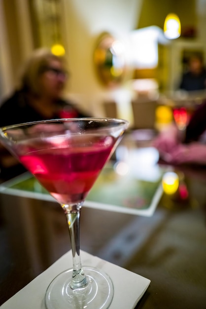 Close-up of martini in glass on table