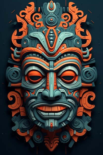 a close up of a mask with orange and grey accents generative ai