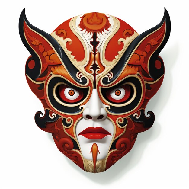 Foto un primo piano di una maschera con un design generativo ai rosso e nero