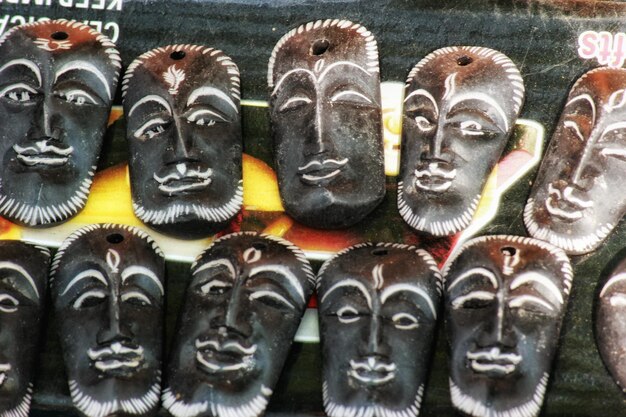 Photo close-up of masks for sale