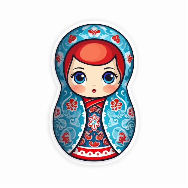 Photo a close up of a matry doll with a red hair generative ai