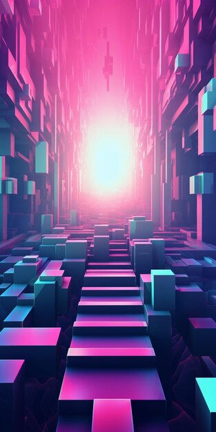 A close up of a maze with a bright light in the background generative ai
