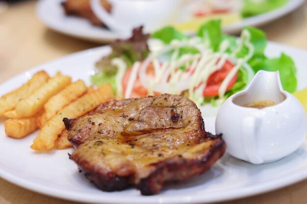 Close-up of meal in plate on table