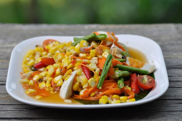 Close-up of meal served in bowl on table