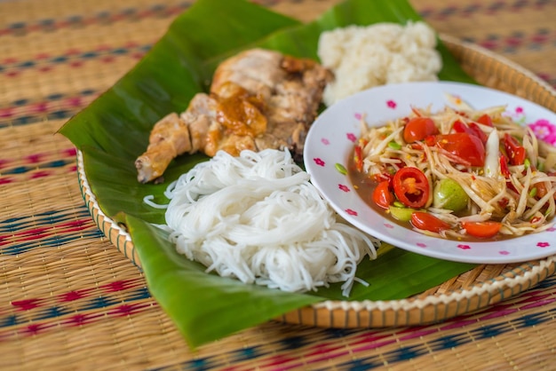 Close-up of meal served in plate on table