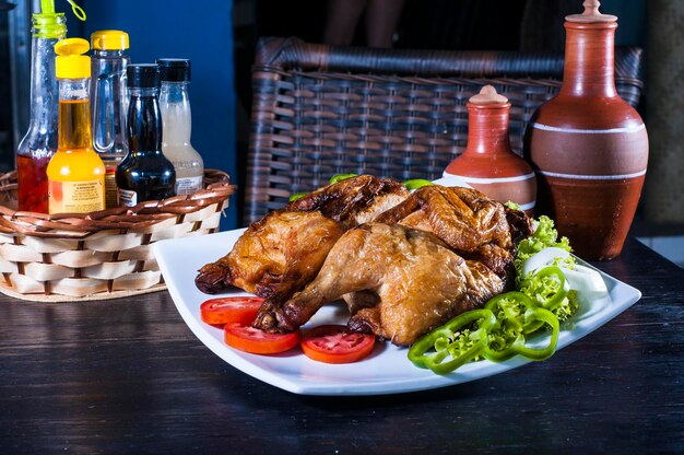 Close-up of meal served in plate on table