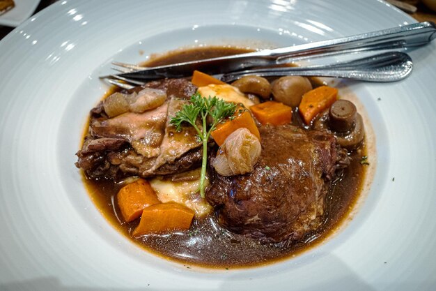 Close-up of meal served in plate