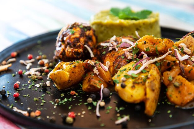 Close-up of meal served in plate