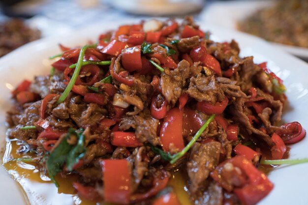 Close-up of meal served in plate