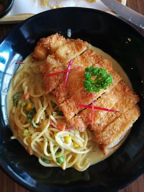 Close-up of meal served in plate