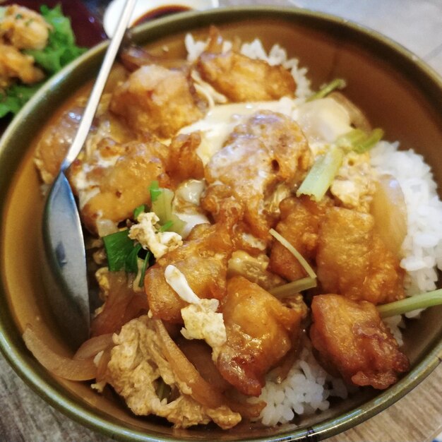 Close-up of meal served in plate