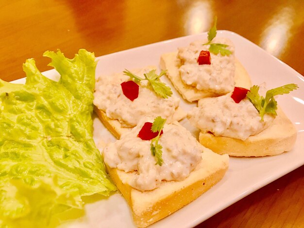 Close-up of meal served in plate