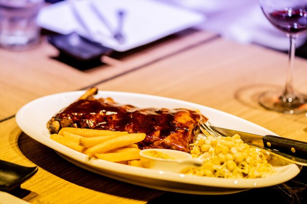 Close-up of meal served in plate