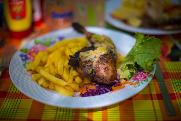 Photo close-up of meal served in plate