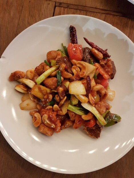 Close-up of meal served in plate