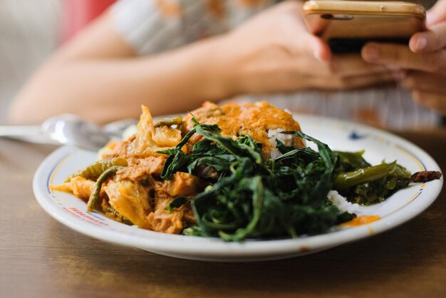 Close-up of meal served in plate