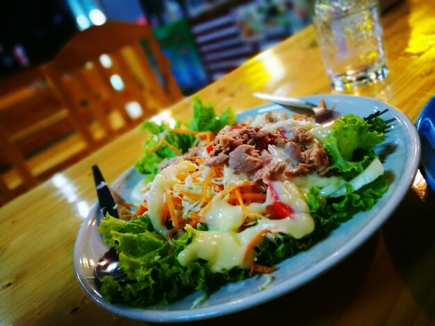 Close-up of meal served in plate