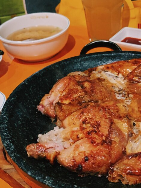 Close-up of meal served in plate