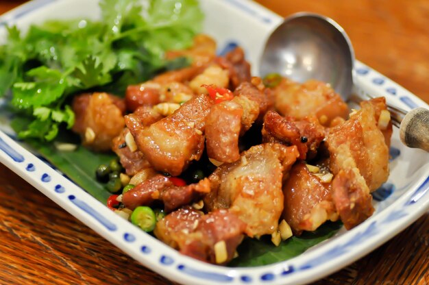 Close-up of meal served on table