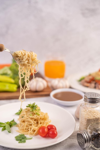 Close-up of meal served on table