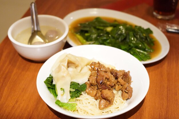 Close-up of meal served on table