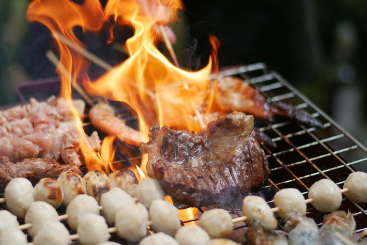 Photo バーベキュー・グリルの肉のクローズアップ