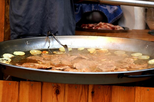 Close-up of meat on barbecue grill