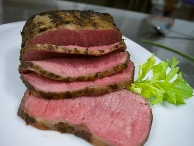 close-up of meat in plate