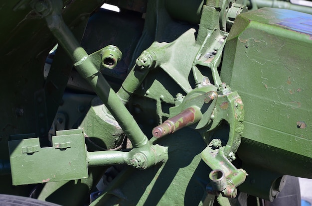 A close-up mechanism of a portable weapon of the Soviet Union of World War II