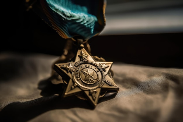 A close up of medal with copy space for Memorial Day