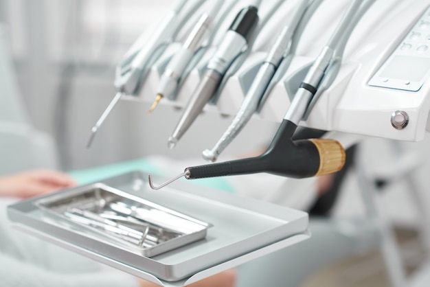 Close up of medical equipment at the dental clinic