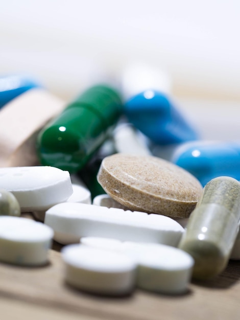 Close-up of medicine on table