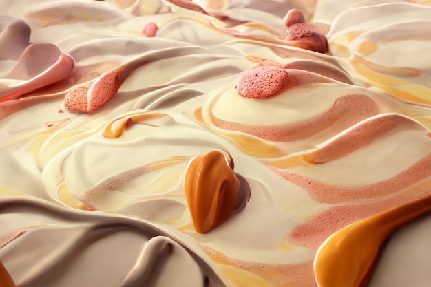 A close up of melted sorbet ice cream background 2d illustration