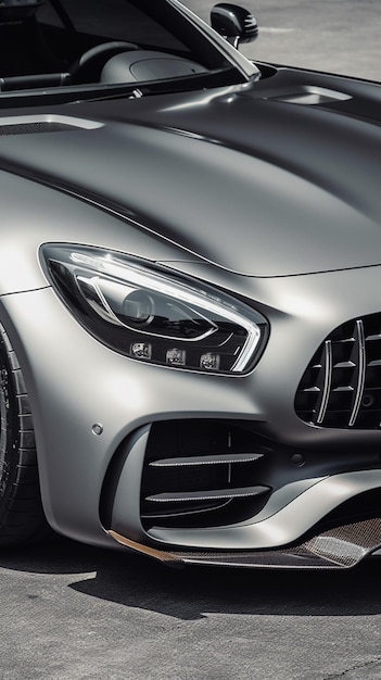 A close up of a mercedes - benz gls coupe with a silver grille.