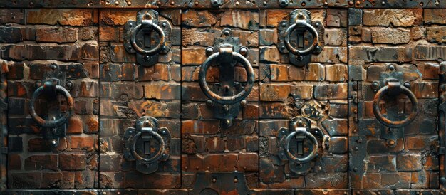 Close Up of Metal Door on Brick Wall