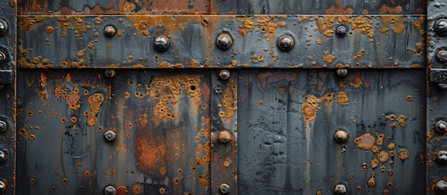 Close Up of Metal Door With Rivets